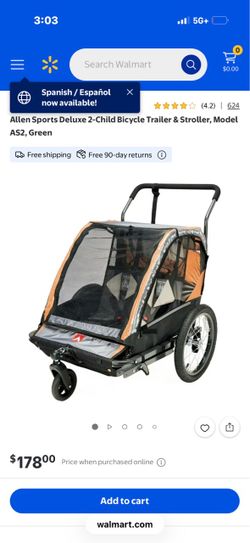 Allen Sports Deluxe 2-Child Bicycle Trailer & Stroller,
