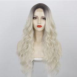 Platinum Blonde Wig for Women  Blonde Synthetic White Blonde Curly Wig