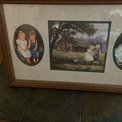 Used Picture Brown Frame Kids In A Farm 