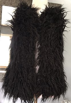BONGO black faux fur vest/ medium