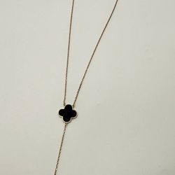 MODERNA  CADENA ORO 14K  Con Trebol Negro