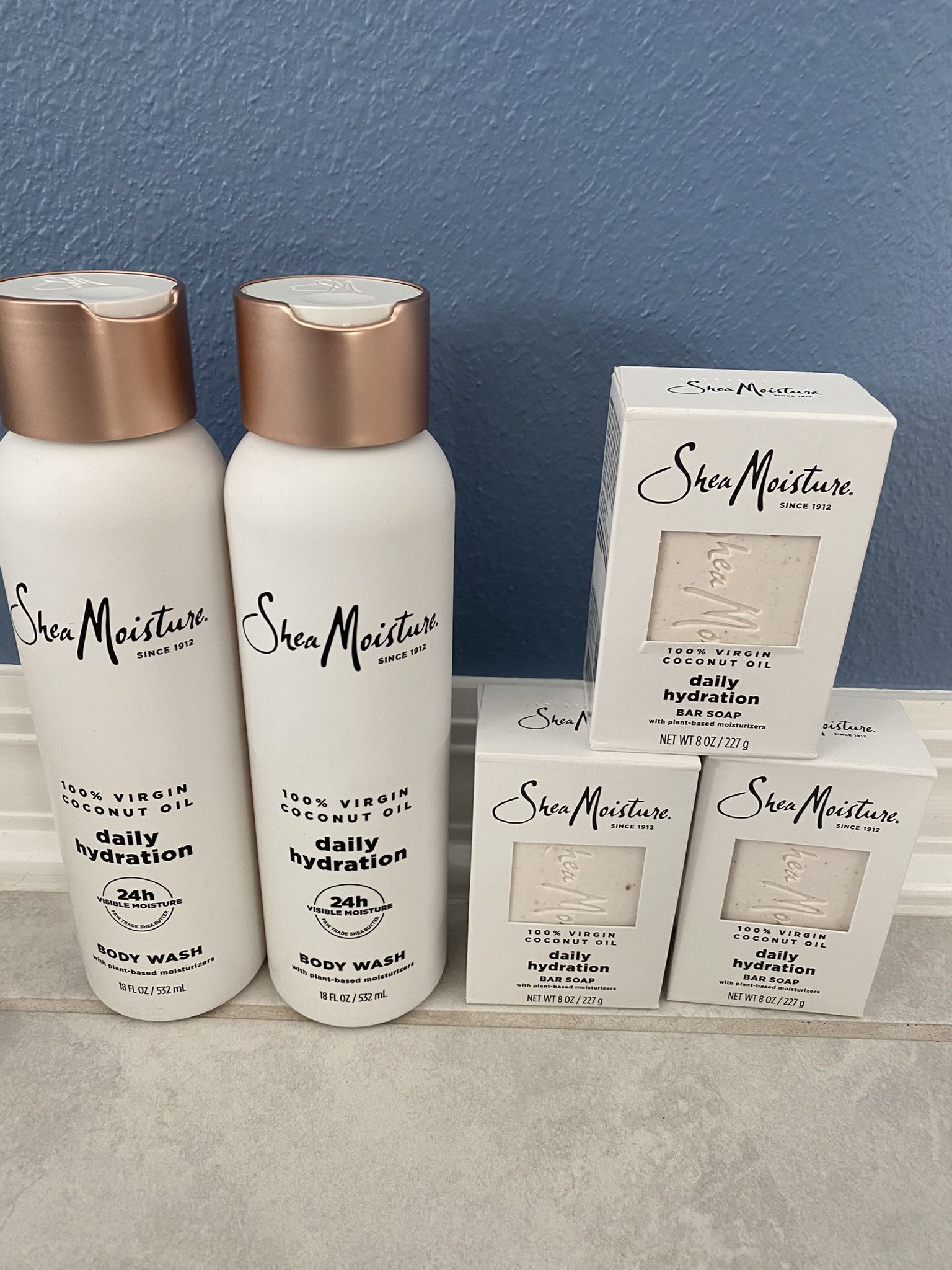 2 Brand New Shea Moisture Body Wash And 3 Shea Moisture Bar Soap Daily Hydration