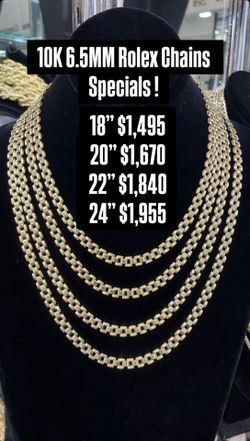 10K 6.5MM Rolex Chain Yellow Gold