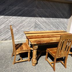 Solid Wood Kitchen Table With Six Chairs And Cushions