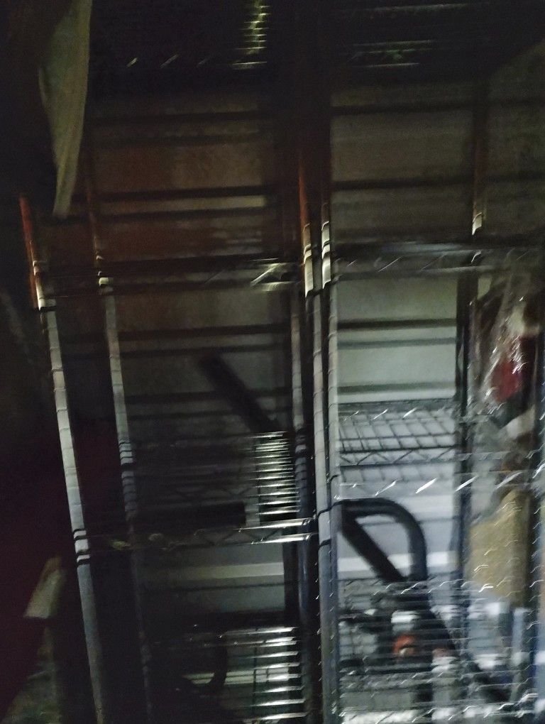 2 Tall Metal Shelves Never Been Used Good For Garage Or house Storage
