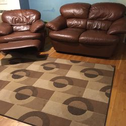 Brown Leather Loveseat & Recliner 