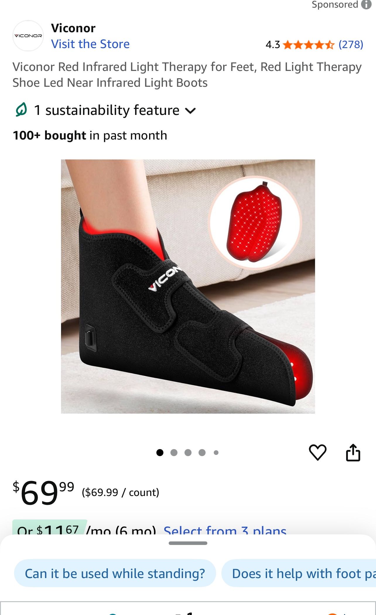 Viconor Red Infrared Light Therapy for Feet, Red Light Therapy