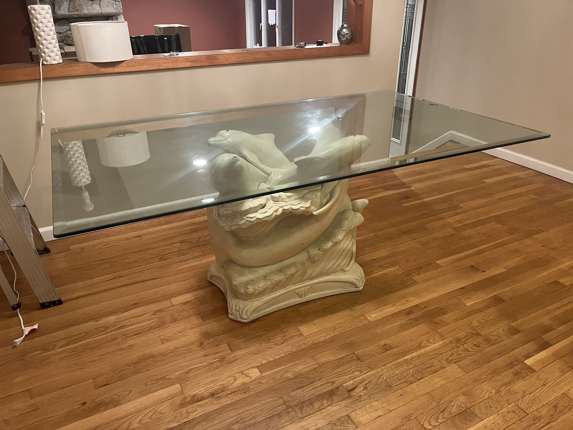Glass Dining Table With Dolphin Base