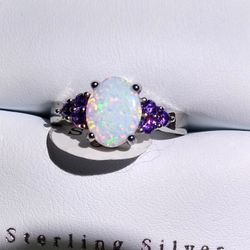 New In Box Beautiful Amethyst Opal Sterling Silver Ring 💍!
