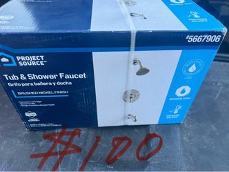Project Source Idlewood Brushed Nickel 1-handle Single function 3.9-in Round Bathtub and shower Faucet (Valve
