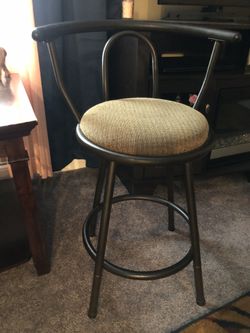 Bar Stools -counter height - 2- bronze metal light brown cushion