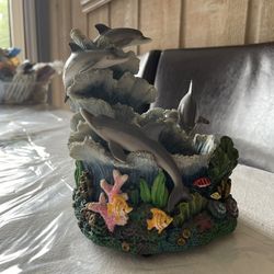 Ceramic Dolphin Table Water Fountain 