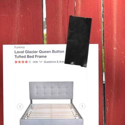 Tufted Queen Size Gray Bed Frame