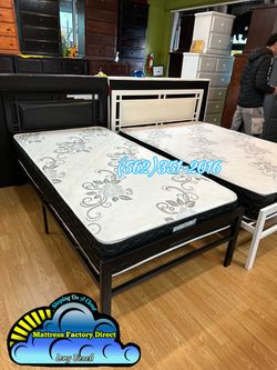 Twin mattress and bed frame black Cama de metal