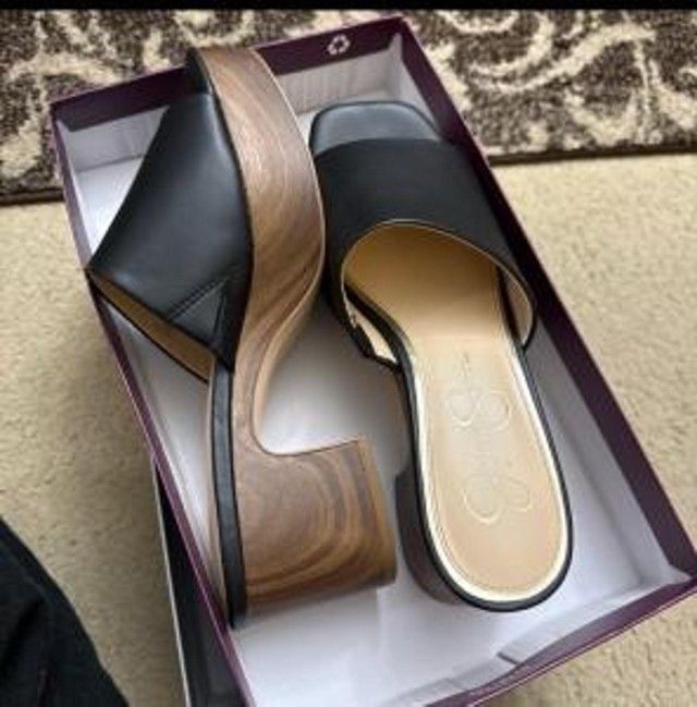 Black Wood Block Heels