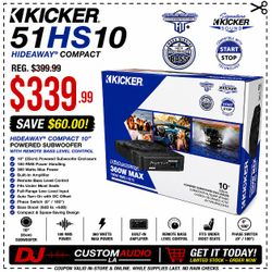 Kicker HS10 Compact Powered Subwoofer With Remote Bass Knob Control 360 Watts 51HS10 🚨 Payment Options Available 🚨 No Credit Needed 🚨 
