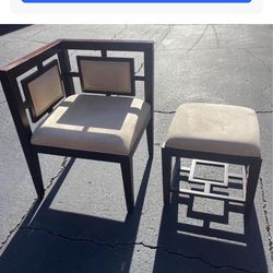  Wooden Chair & Ottoman Set