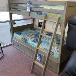 💥HUGE Ashley Furniture Blowout Sale!💥 Wooden Twin Bunkbed W/ Slats! Brand New In Box! $50 Down Takes It Home Today!
