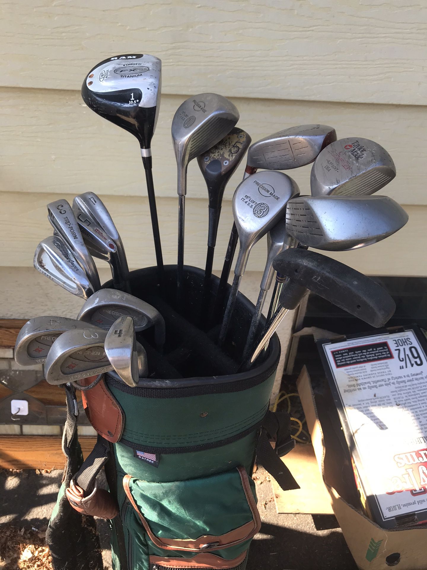 Golf clubs set in golf bag