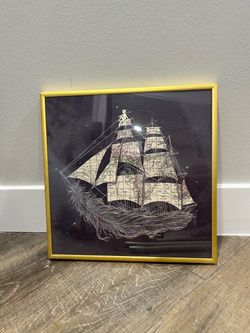 Framed Sailing Ship Map Art Print
