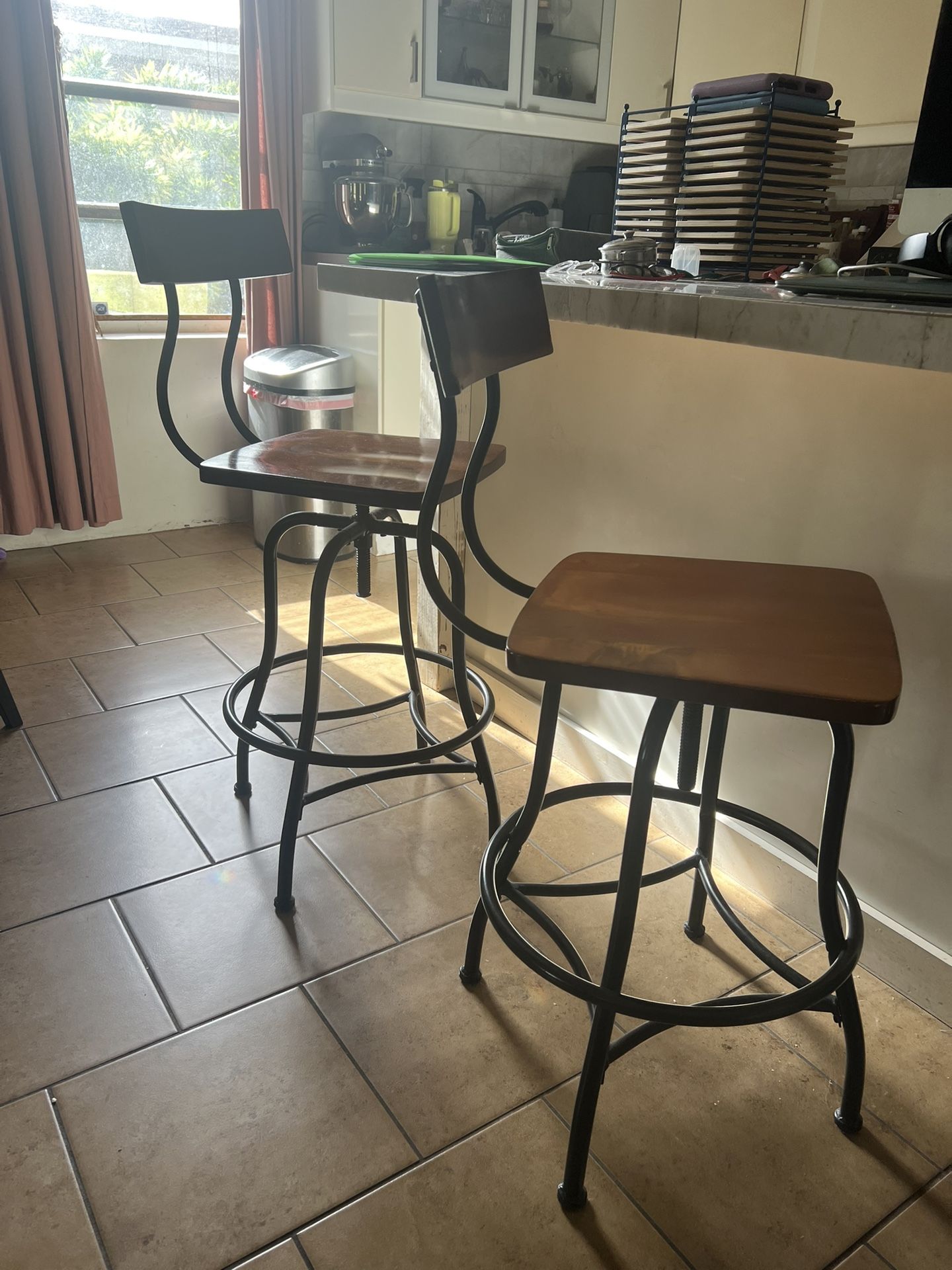 Two Adjustable Bar Stools