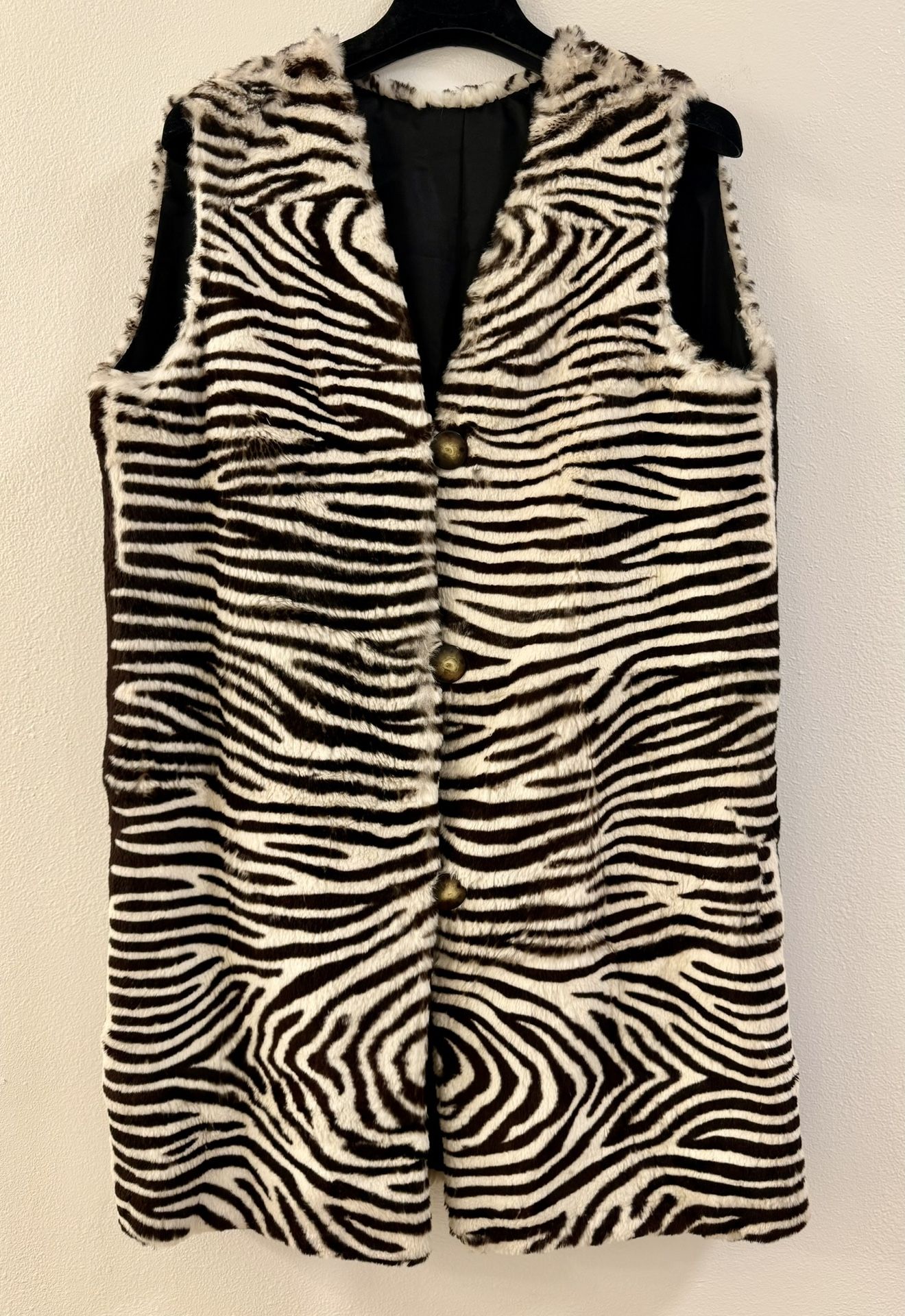RABBIT FUR VEST-ANIMAL PRINT STRIPES-CUSTOM MADE-ELEGANT VINTAGE COAT