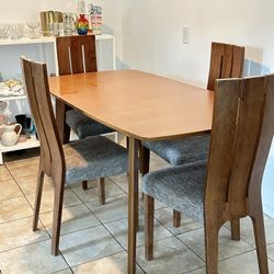 Dining Set 4 Vintage Mission Style Tall Back Chairs With Modern Extension Dining Table 