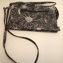 GANZ Washable Y2K Trio Bag Crossbody Purse Handbag BB316 Raven Flower Print 