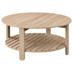 💎1-shelf Round Engineered Wood Coffee Table Natural Mesa de Centro💎