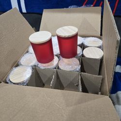 10 Oz Frosted Red Candle Glass Containers 