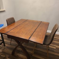 Unfolding Antique Work Desk Dinner Table Mid-century Modern