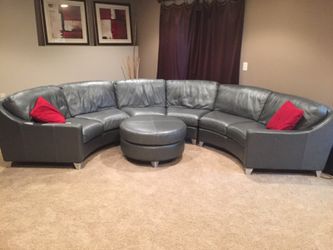 Natuzzi semi circle leather couch