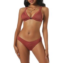 NWOT ⚜️🤎⚜️ ZAFUL ribbed triangle front closure bikini in mocha