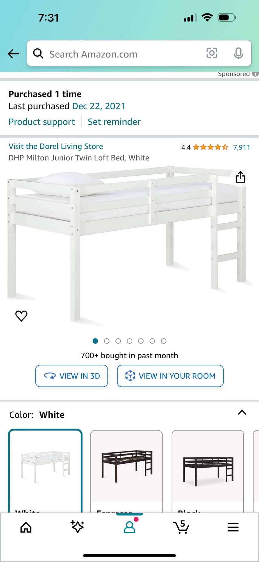 Twin loft bed frame