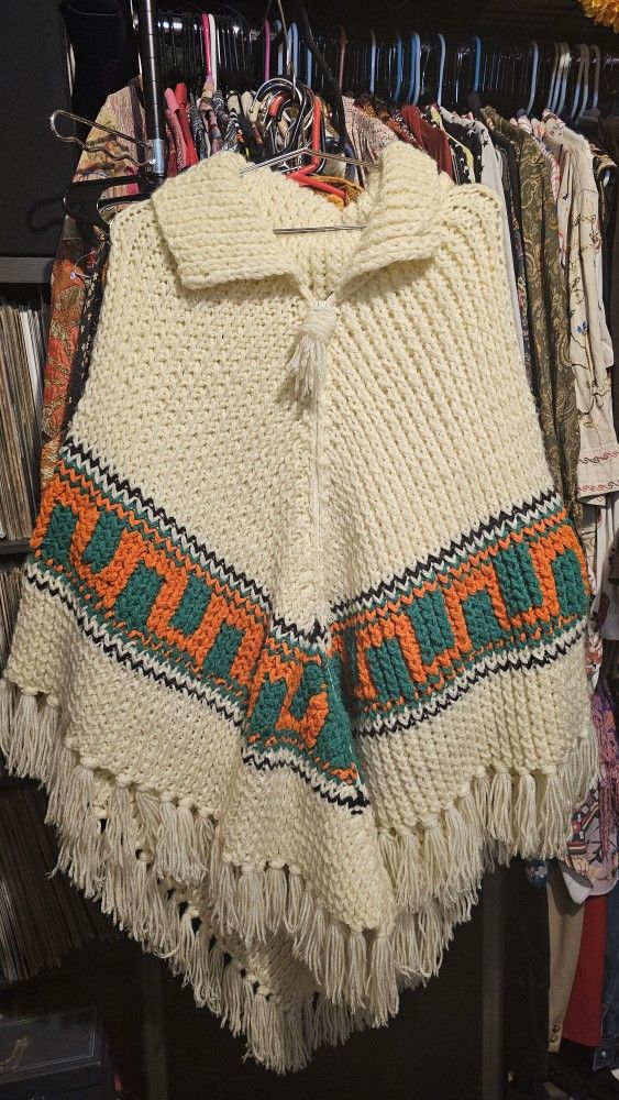 Vintage Crochet Poncho - One Size Fits All