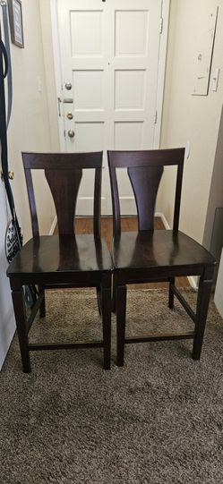 Dark Wood Counter Height Bar Stools Set of 2