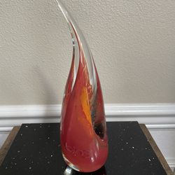Orange Blossom Art Glass 10” Paperweight 