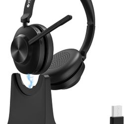 Wireless Headset with Mic, Bluetooth Wireless Headset with Microphone (Noise Cancelling & Mute Button) for Work from Home/Office/Call Center/Zoom/Cell