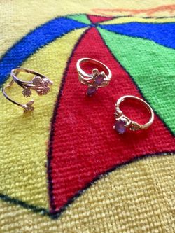 2 Amethyst gemstone rings for sale / Gold over Silver fine jewelry beautiful shine/ RINGS