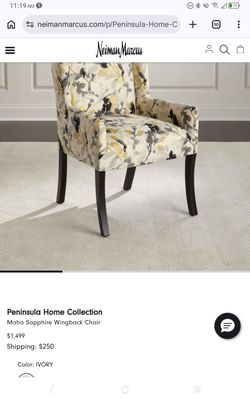 Neiman Marcus chair unbelievably beautiful and very well put together it's a great condition and looks even better in person. Since the chair's worth