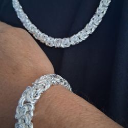 Cadena Y Esclava De Plata 925 Estilo Byzantine