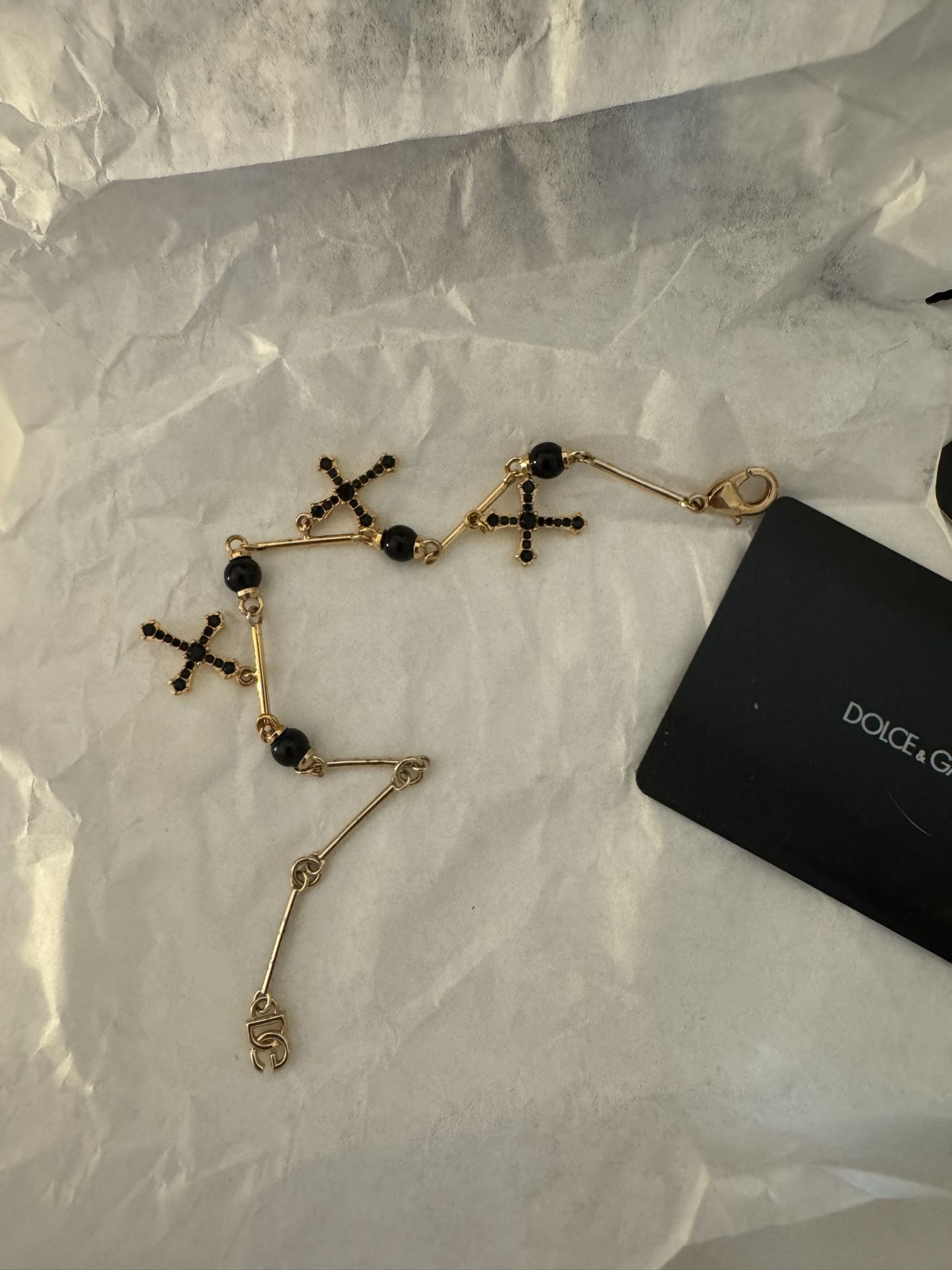 Dolce&Gabana DNA Crystal Cross Charm Bracelet