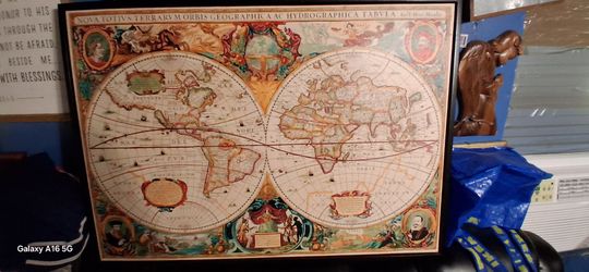 World Map canvas 3 1/2 by 2 1/2 feet tall