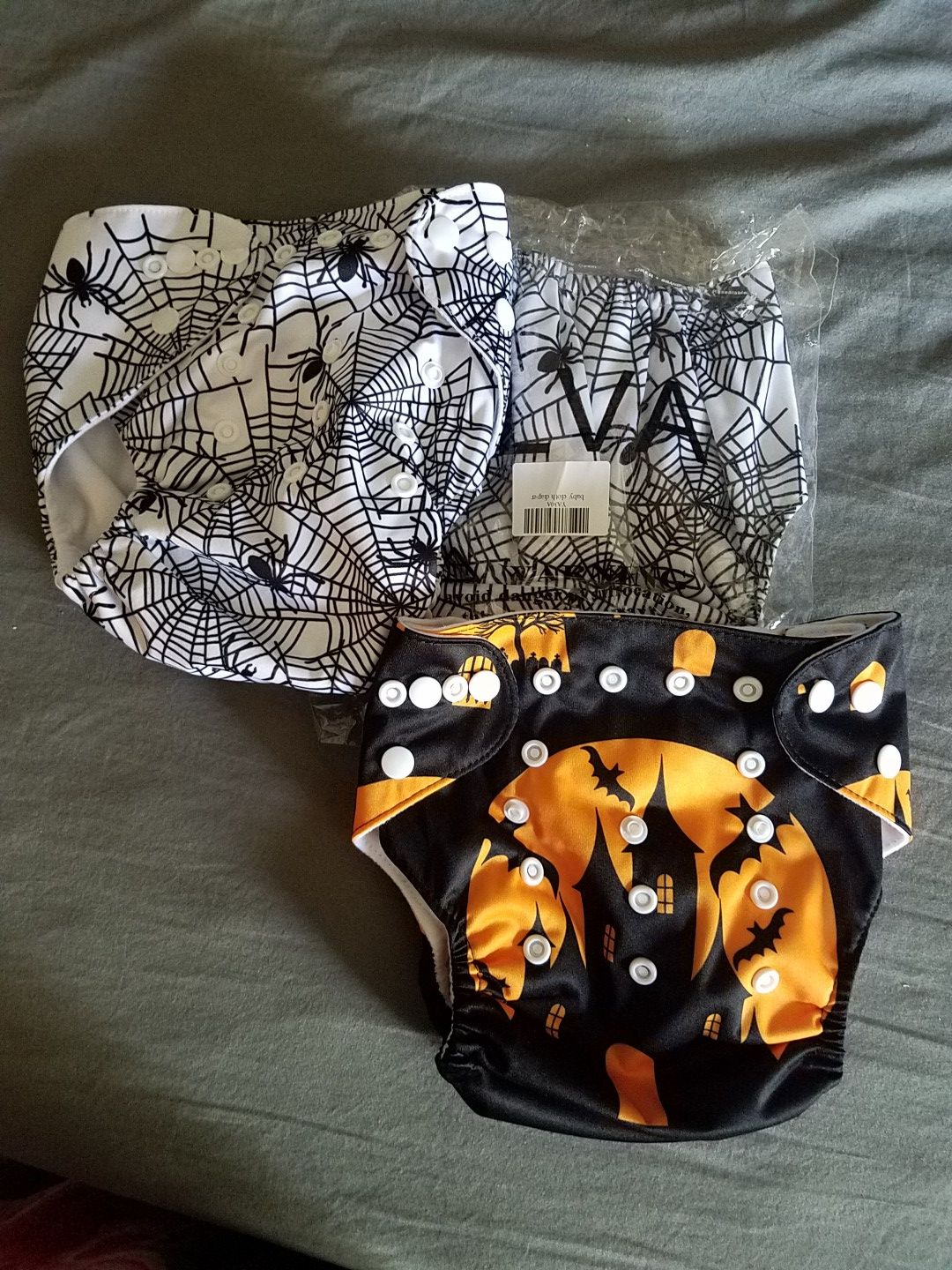 3 halloween pocket cloth diaper spider webs haunted mansion alva baby