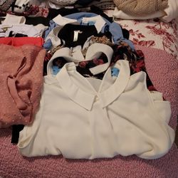 Work Clothes - Pants, Suit Jackets,  Blouses, Sweaters, Dresses/skirts. Many Are From Banana Republic, Ann Taylor, Loft, Calvin Klien.