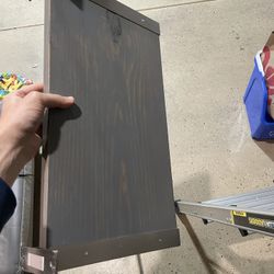 Set Of 3 Wall Shelves - Dark Wood With Metal Brackets