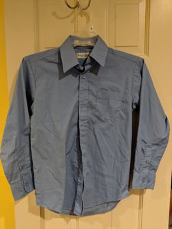 Boys Van Heusen Sz 10 Pale Green Long Sleeve Cotton Blend Button Down Dress Shirt