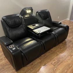 Seatcraft Vienna Sofa Italian Leather, Powered Headrest & Lumbar, Power Recline