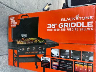 Blackstone Original Outdoor Griddle, 36 Inch 4-Burner Flat Top Grill with Hood, Black