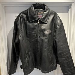 Men’s black Leather Coat  With Logo Milky Way 